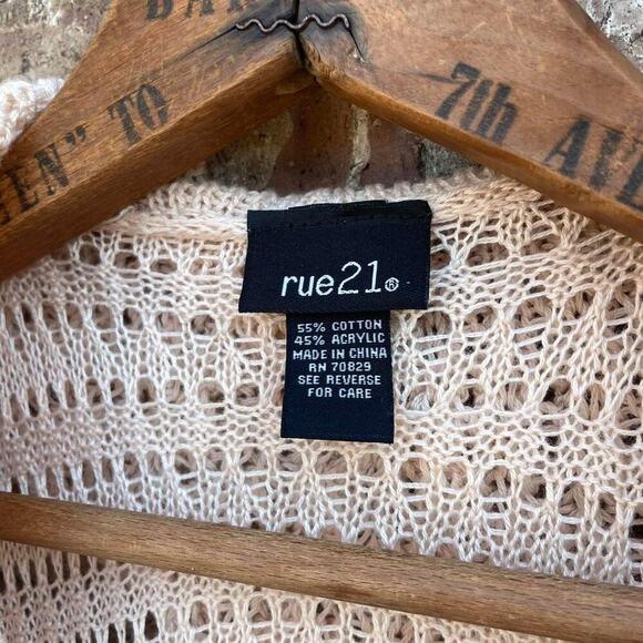 VTG Y2K Rue21 Womens S Crochet Knitted Cover Up Coastal Beachy‎ Lightweight - Picture 2 of 5